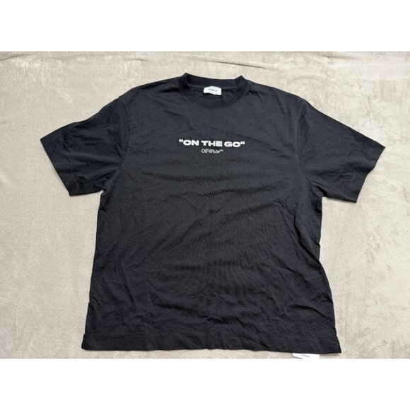 NWT "ON THE GO” Off White Skate Shirt Mens Size S Black Pullover Tee Delta